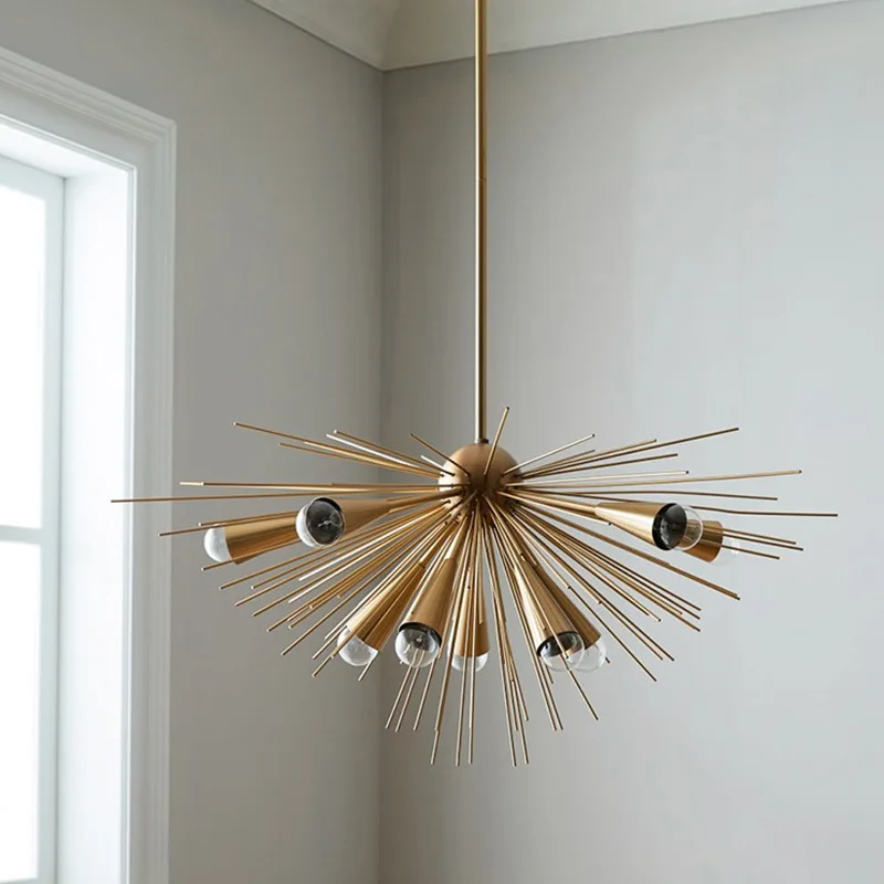 

Nordic Modern Simple Creative Living Room Bedroom Study Champagne Semi Satellite Chandelier