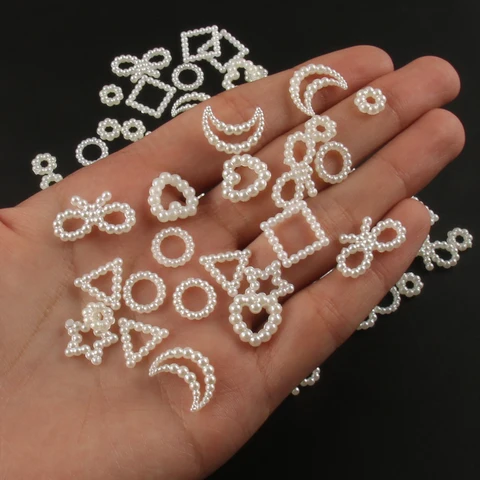 100 шт. акриловые бусины JILKOL белые сердце круглые