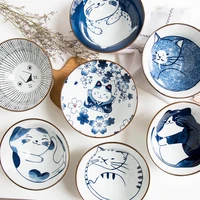 creative ceramic tableware bowl ramen bowl japanese style underglaze hand painted tableware cat