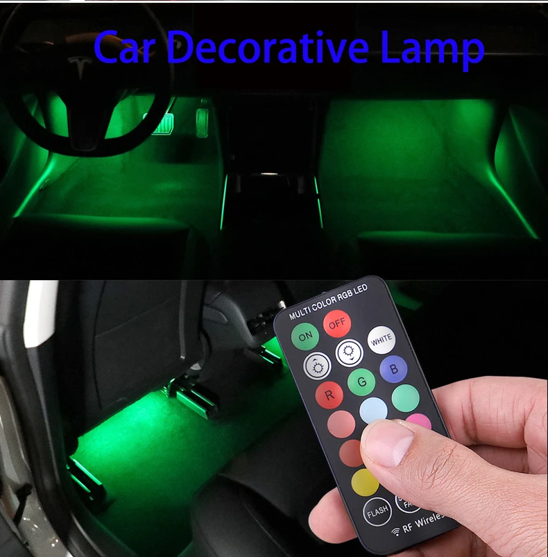 

LED Car Interior Light Wireless Remote Car Decorative Lamp Auto Ambient Light car products car decoration accessories