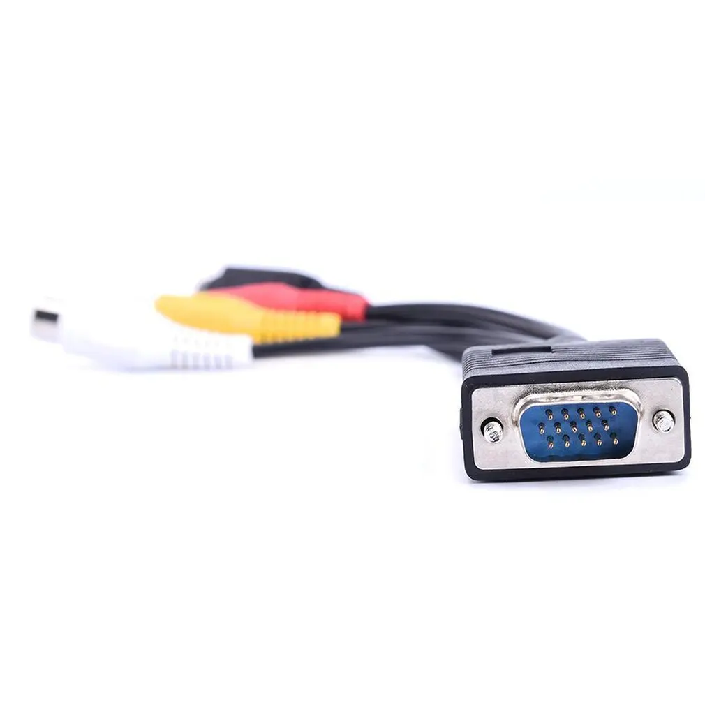 VGA SVGA в S-видео 3 RCA составной AV кабель адаптера для вывода на телевизор PC Cord стандартный вход Sub-D Polybag Box.