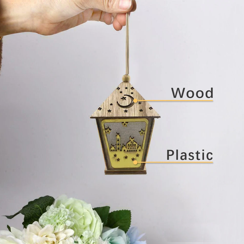 Wooden Light Moon Star Islam Eid Ramadan LED Night Warm White Muslim al-Fitr Decorative Hanging Gift | Лампы и освещение