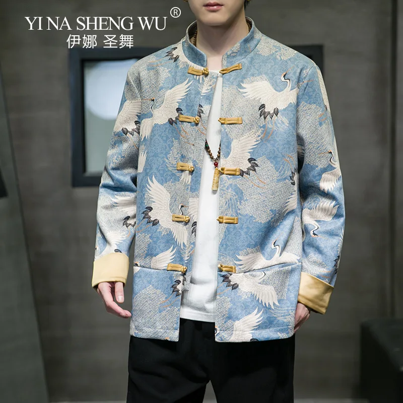 Традиционное китайское платье искусственное с рисунком журавлей