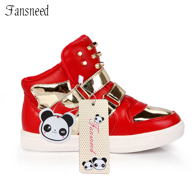 

Male girls shoes fashionable casual sport shoes in the high 2020 autumn rivets child genuine leather shoes