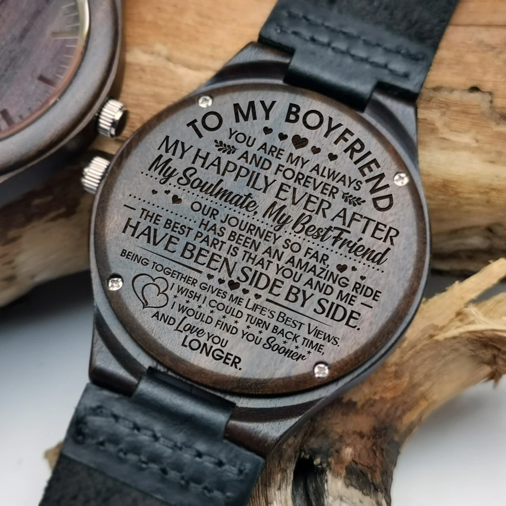To My Boyfriend - For Husband Or Engraved Wooden Watch Luxury Men Watches Birthday Holiday Anniversary Gifts | Наручные часы