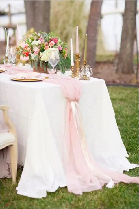 

new elegant beautiful wedding chiffon table runner unique luxury good quality Tablecloth Accessories For Party Event Banquet