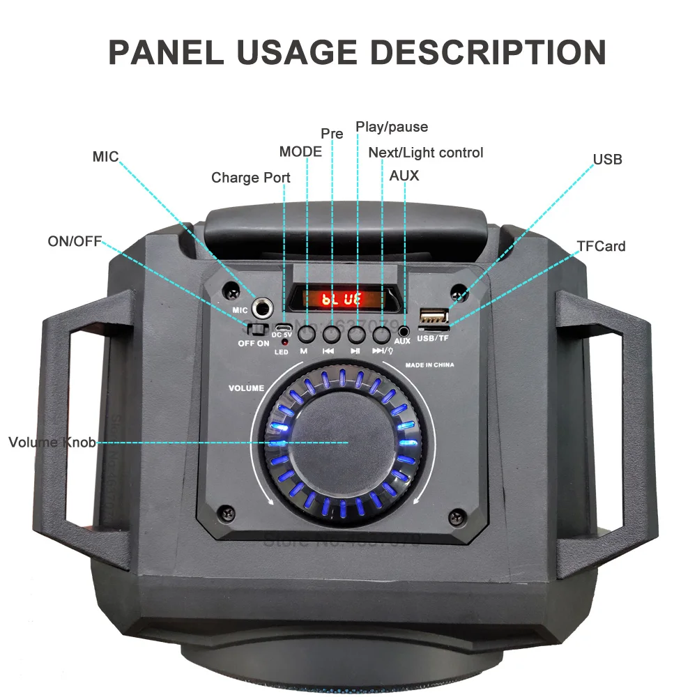 Беспроводная портативная акустическая система на колесиках высокомощная Bluetooth