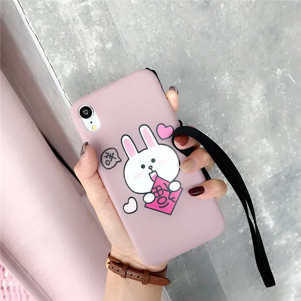 Корпус iphoneX 6 6s 7 8 Plus XR XS Max мягкий чехол силиконовый мультяшная кукла висячая