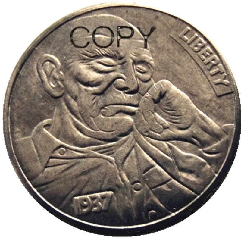 Бу (26) Хобо никель 1937 D 3 леггинсы Буффало редкий Creativeskull инопланетяне забавная