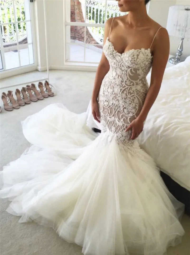 SWEMILE Русалка Кружева Свадебные платья Robe De Mariee пикантные тонкие бретельки невесты платья Свадебные платья Vestidos De Novia