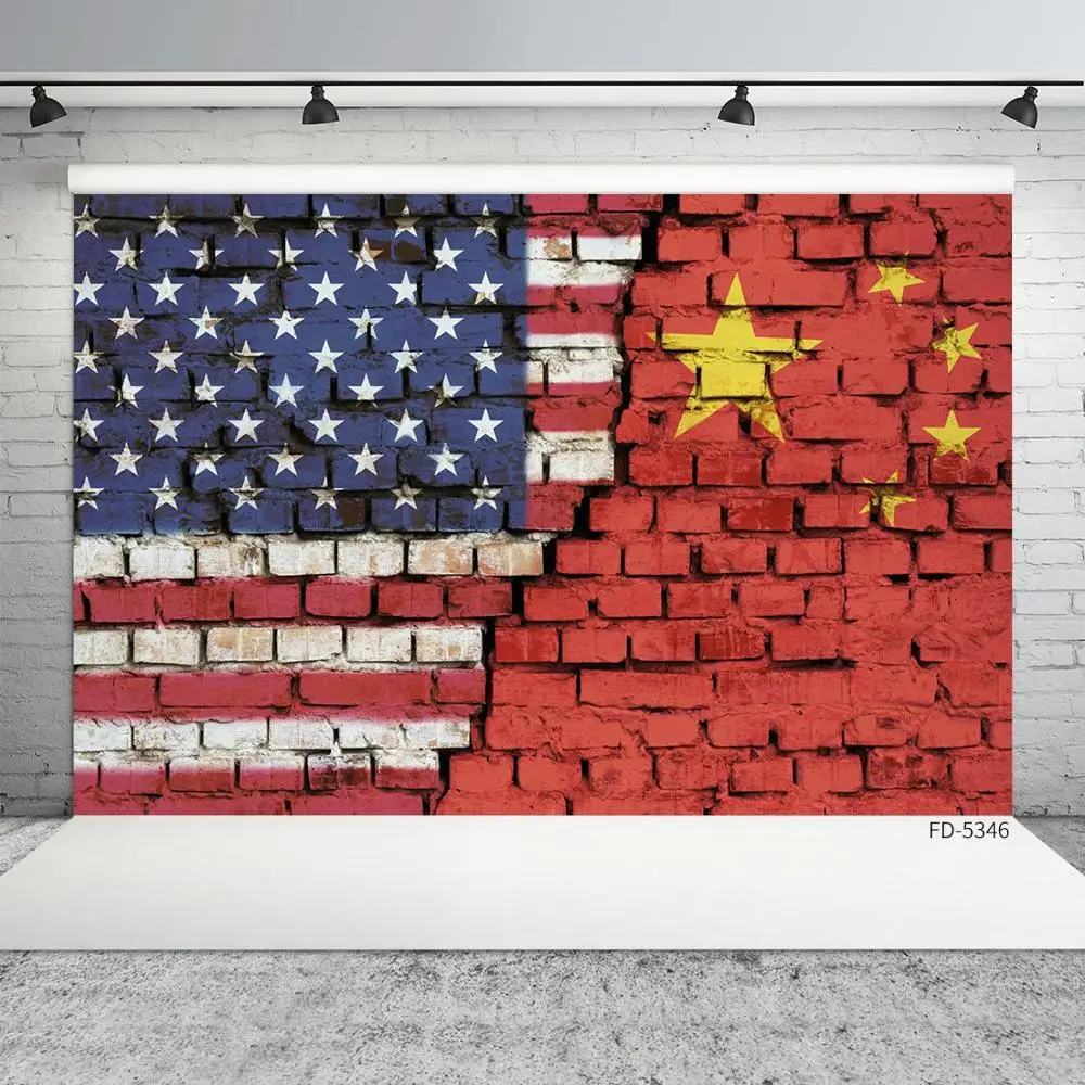 

Brick Wall China America Flag Photo Backdrop Vinyl Cloth Backgrounds for Baby Children Portrait Photobooth Photography Props