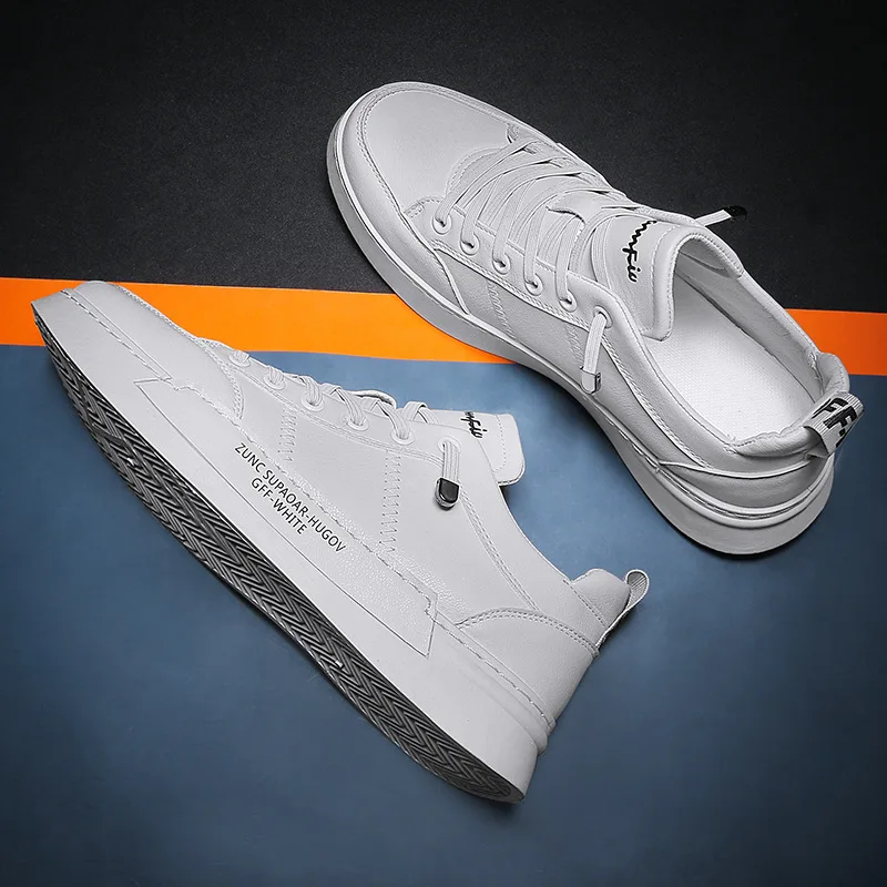 

Men's Winter Plush Shoes Boys Comfort Sneakers White Leather Shoes Men High Top Sneakers 2021 Trendy Style Vulcan Boys Shoes