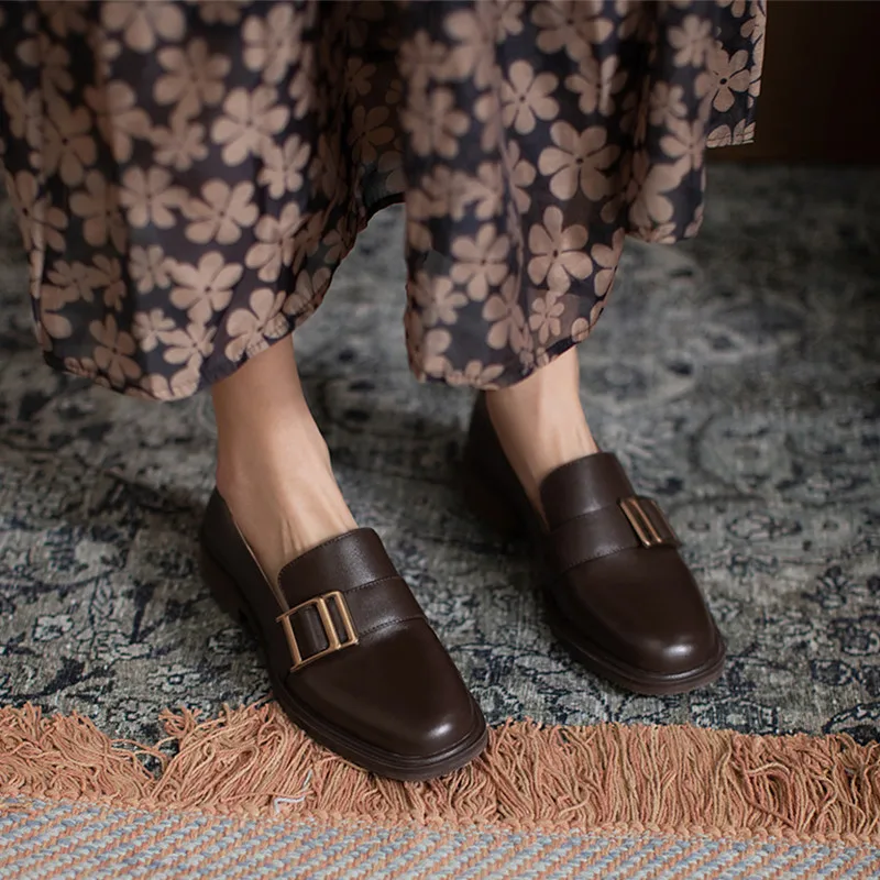 

FEDONAS Retro 2021 Trend Shoes Woman Heels Platform Female Genuine Leather Metal Decoration Pumps Working Chunky Heels Shoes New