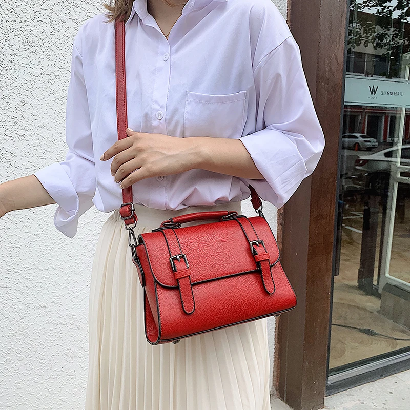 Дизайнерские сумки через плечо с пряжкой для женщин красные дамские сумочки 2019