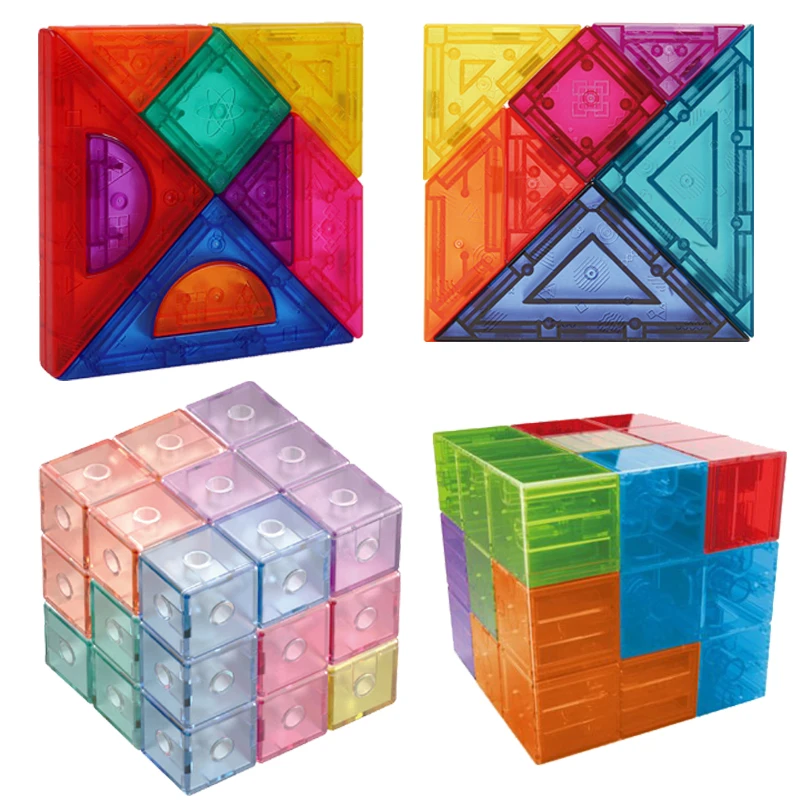 Детские радужные прозрачные блоки строительные головоломки игрушки куб сомы