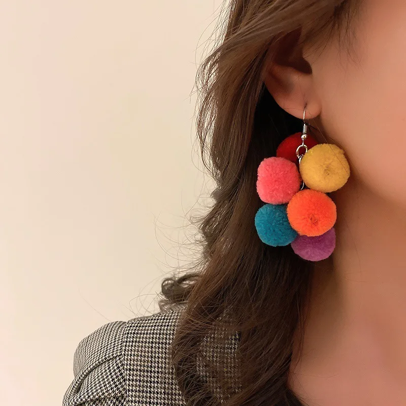 

Women's Jewelry Trend Piercing Ear Stud Pendant Rainbow Colors Dangle Decorations Earrings Accessories Sweet Women Earring