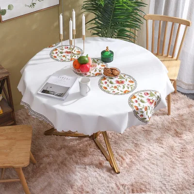 

Round TPU waterproof and oil-proof tablecloth, simple disposable tablecloth, coffee table table mat.