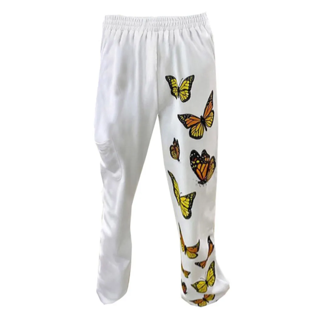 Женские спортивные штаны свободные брюки с принтом бабочки для бега
