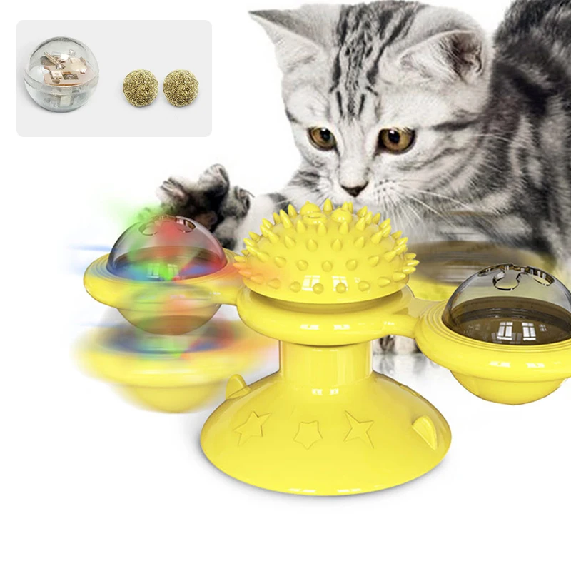 Игрушки в виде ветряной мельницы для кошек головоломка поворотный стол с кистью кошки игры, игрушки Windmill котенок интерактивные игрушки при...
