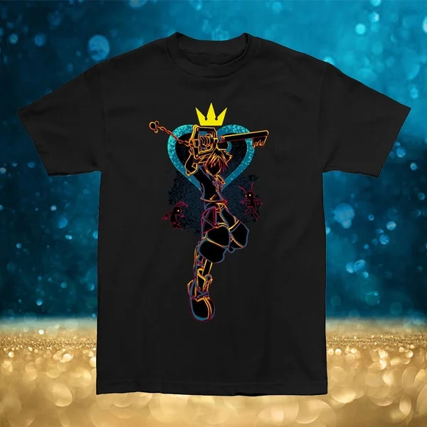 

Черные хлопковые мужские футболки с забавным принтом Shadow of Hearts и круглым вырезом