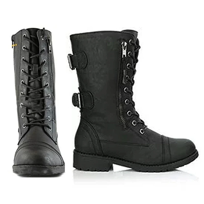 LOOZYKIT/Новинка мотоботы женские ботильоны с пряжкой кожаные в стиле панк на низком