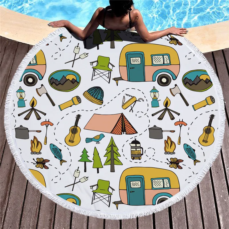 Пляжное полотенце с кисточками и рисунком для кемпинга Тапочки изображением