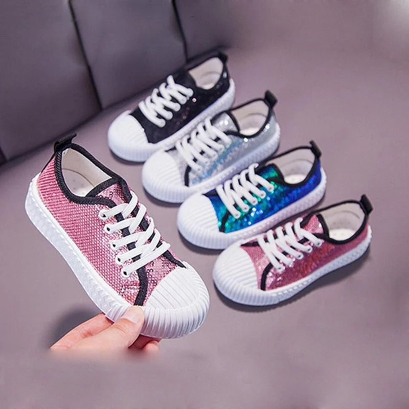 New Kids Girls Children Sequins Candy Colors Hip Hop Dance Shoes Princess Sneakers 4 5 6 8 9 10 11 12 13 Years image 2