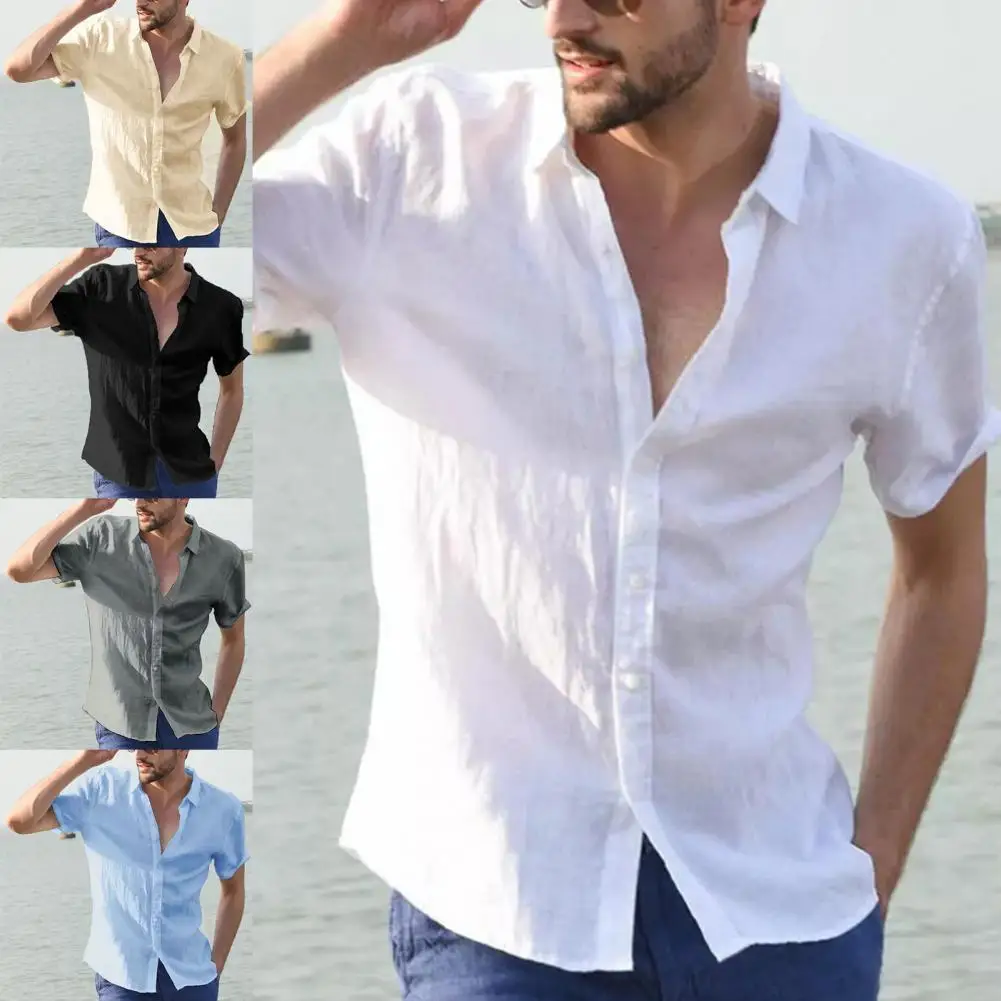 

Short Sleeve Beach Shirt High Street Shirt Men's T-shirt Shirt T Shirt Breathable Buttons Men Shirt Workwear Lapel Collar Tops
