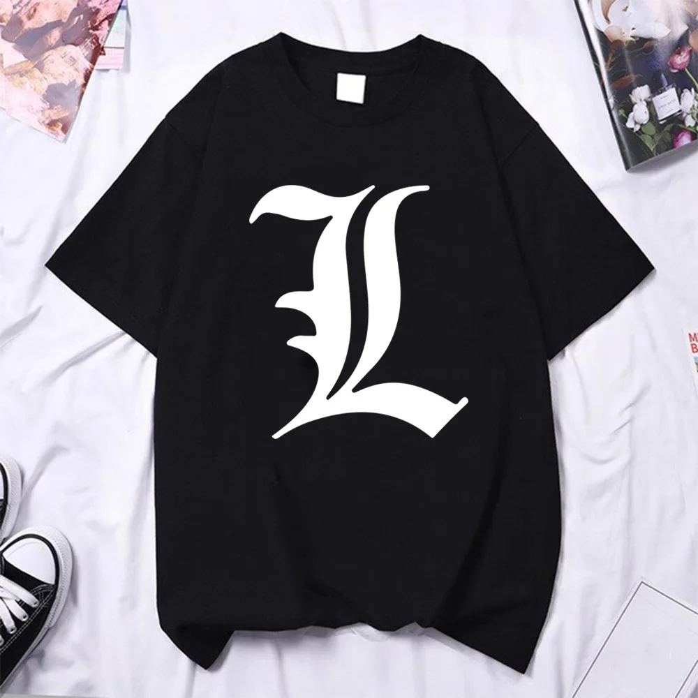 

2021 Anime Death Note Printing Tshirt Clothes Loose Men and Women Cool Cotton Black Short Sleeve Tshirt