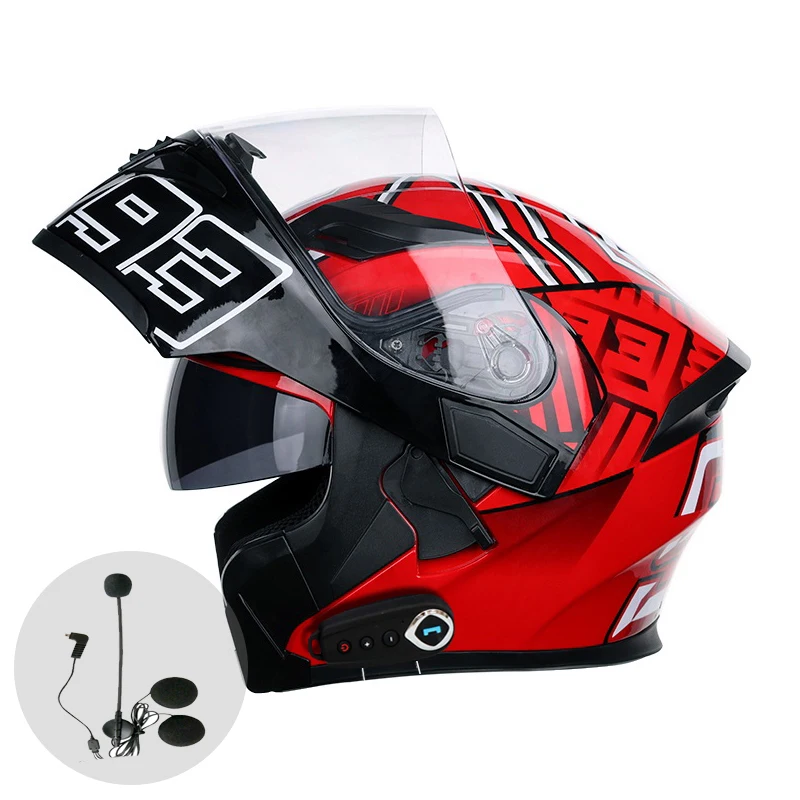 

Motorcycle Bluetooth-compatible Helmet Flip Up HEADSET Dirt Bike Full Face Half 3/4 Helmets Motorbike Accessories Racing Casco