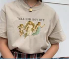 Kuakuayu HJN Tell Him Boy Bye Kiss живопись женщины Tumblr модная Милая футболка Летняя Повседневная футболка с короткими рукавами, с принтом