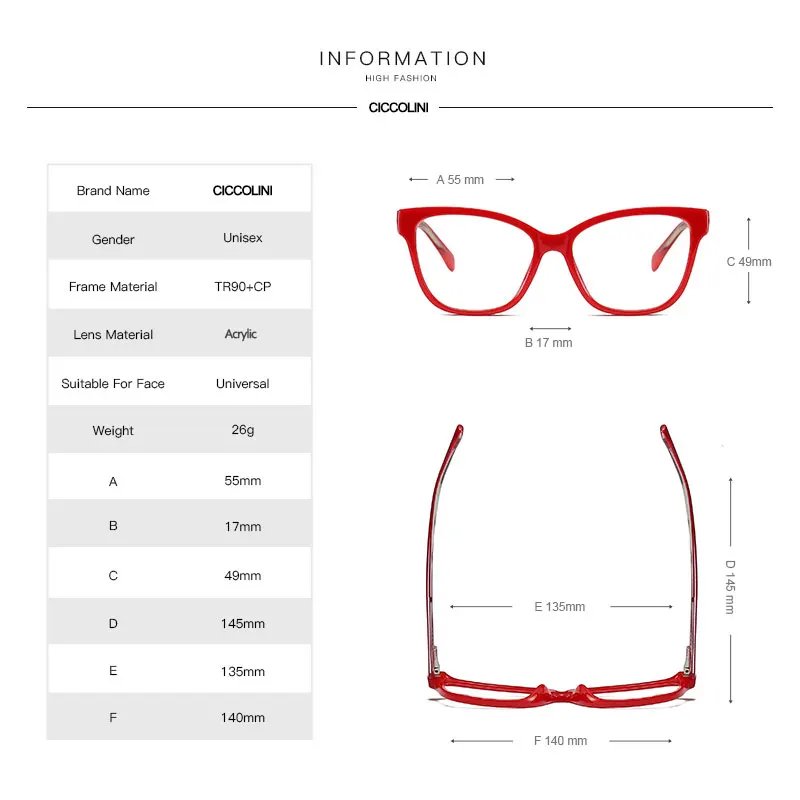 

CICCOLINI Classic Women Glasses Frames With Spring Hinges Female Optics Eyewear Myopia Prescription Eyeglasses Frame Oculos 2028