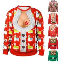 3d unisex christmas sweater ugly santa sweater round neck clothes xams cosplay clothing