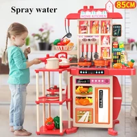 85cm large childrens play house kitchen kitchenware set spray kitchen girl baby mini food cooking toys simulation dining table