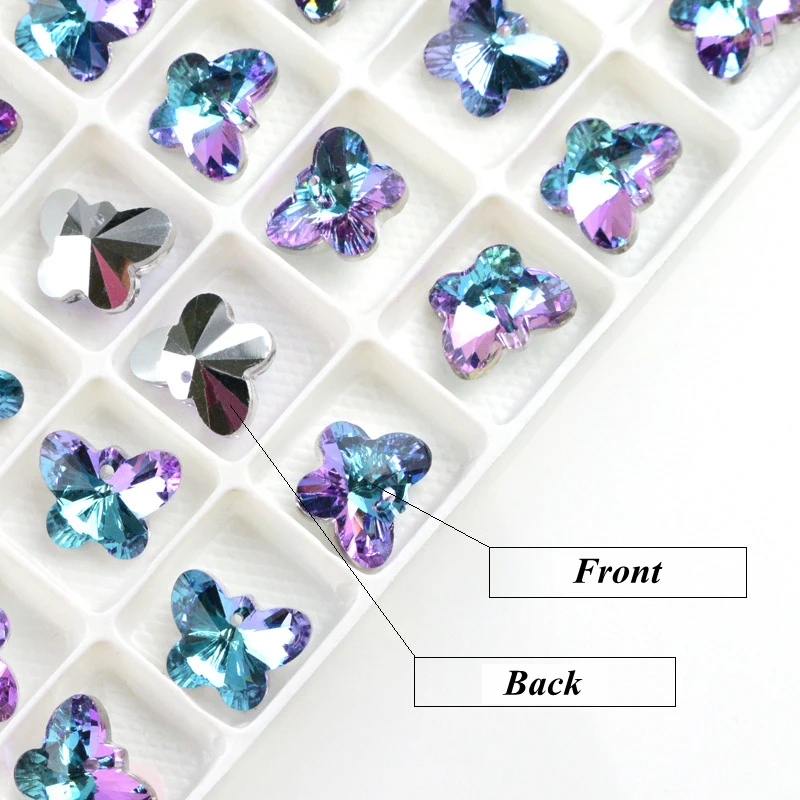 

14mm Glass Butterfly Beads for Jewelry Making Diy Pendant Earrings Charms Crystal for Women Diy Necklace Beads 10pcs