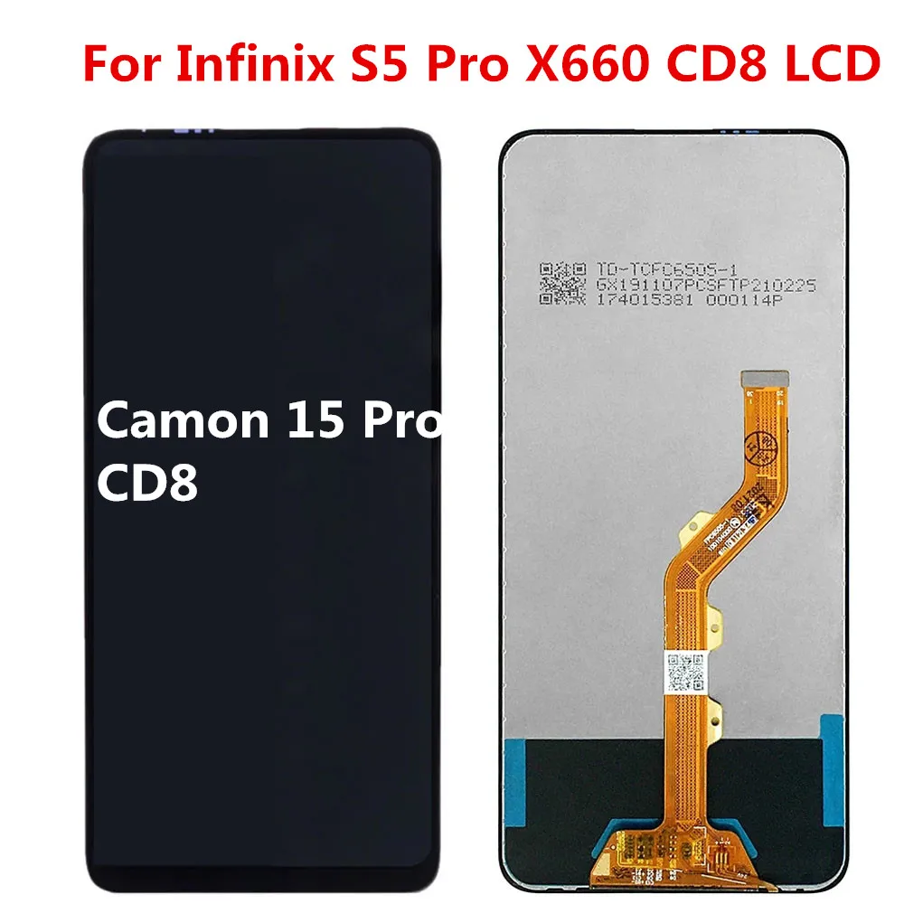 

For Infinix S5 Pro X660 X660C X660B LCD Display + Touch Screen Digitizer Assembly Replacement 6.53" For tecno camon 15 pro CD8
