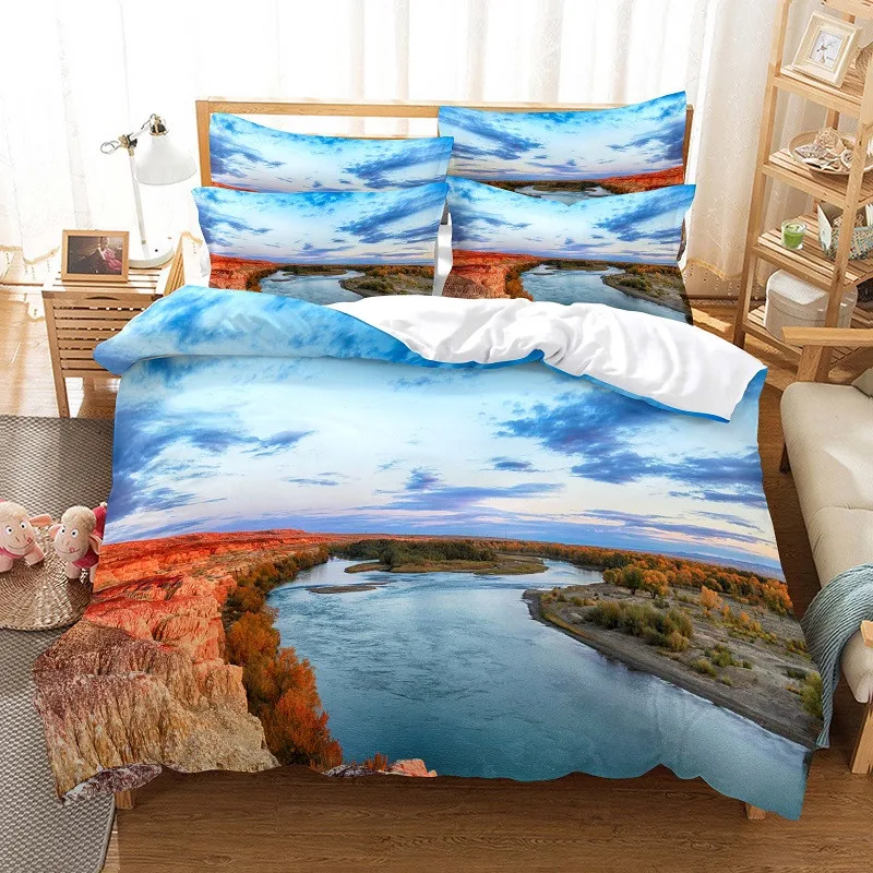 

Colorful Aurora Bedding Set Duvet Cover Set 3d Bedding Digital Printing Bed Linen Queen Size Bedding Set Fashion Design