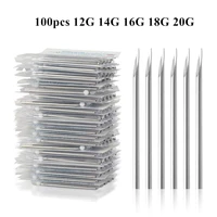 100pc surgical steel piercing needles body piercing needles sterilze disposable tattoo needles 12g 14g 16g 18g 20g