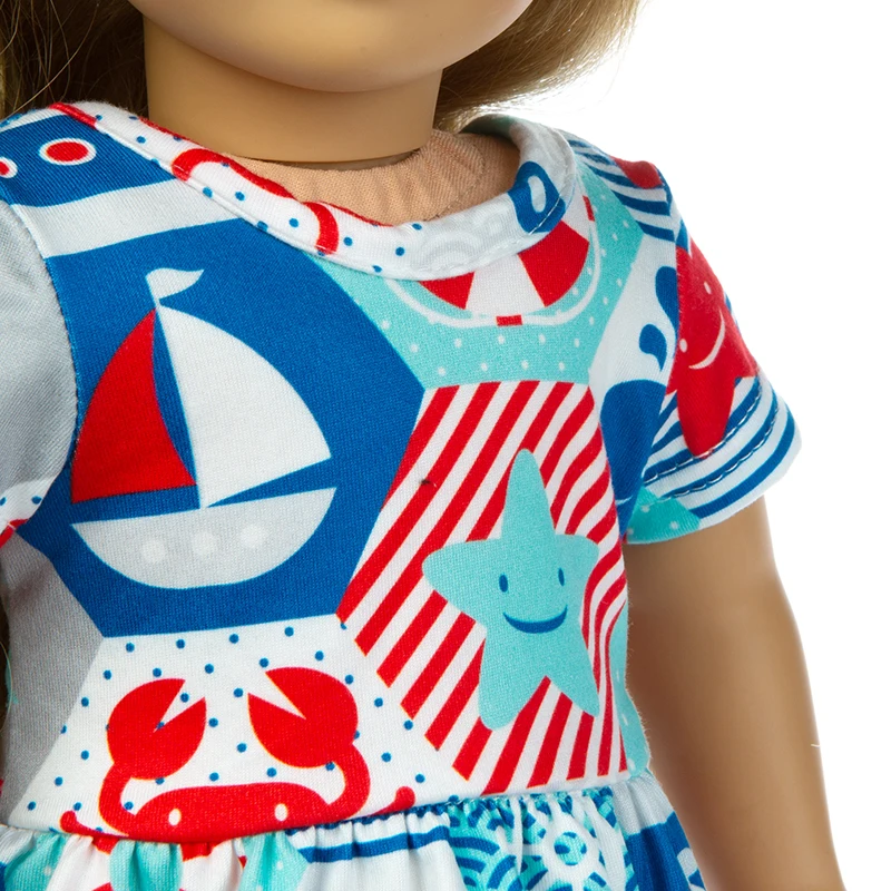 

Fit 18 inch 43cm Born New Baby Doll Clothes Doll Ocean Yellow Blue Rabbit Rainbow Dress Clothes accessories For Baby Gift