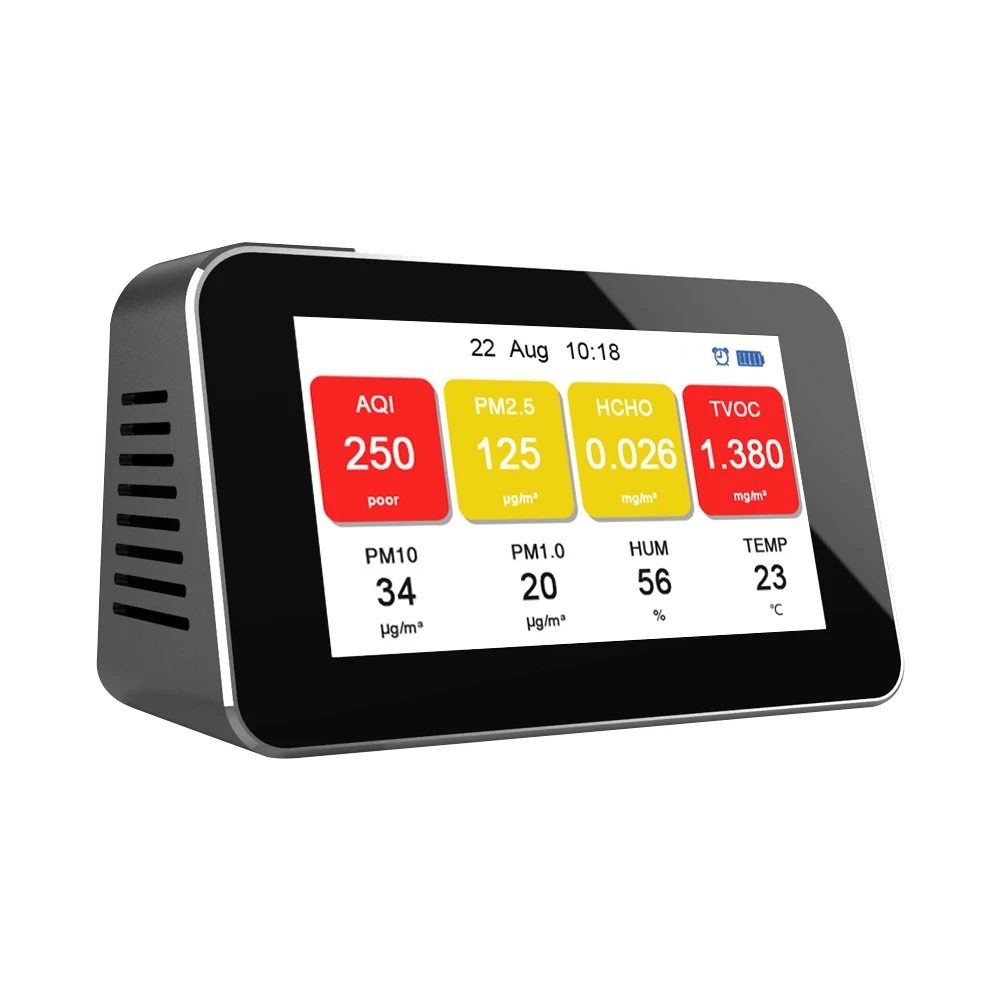 Тестер PM2.5/PM10/PM1.0/TVOC детектор качества воздуха AQI температуры и влажности домашний