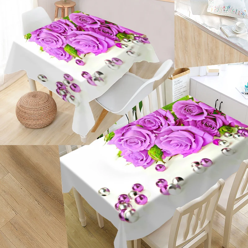 Новинка скатерть с цветком розы 3D Ткань Оксфорд квадратная/прямоугольная