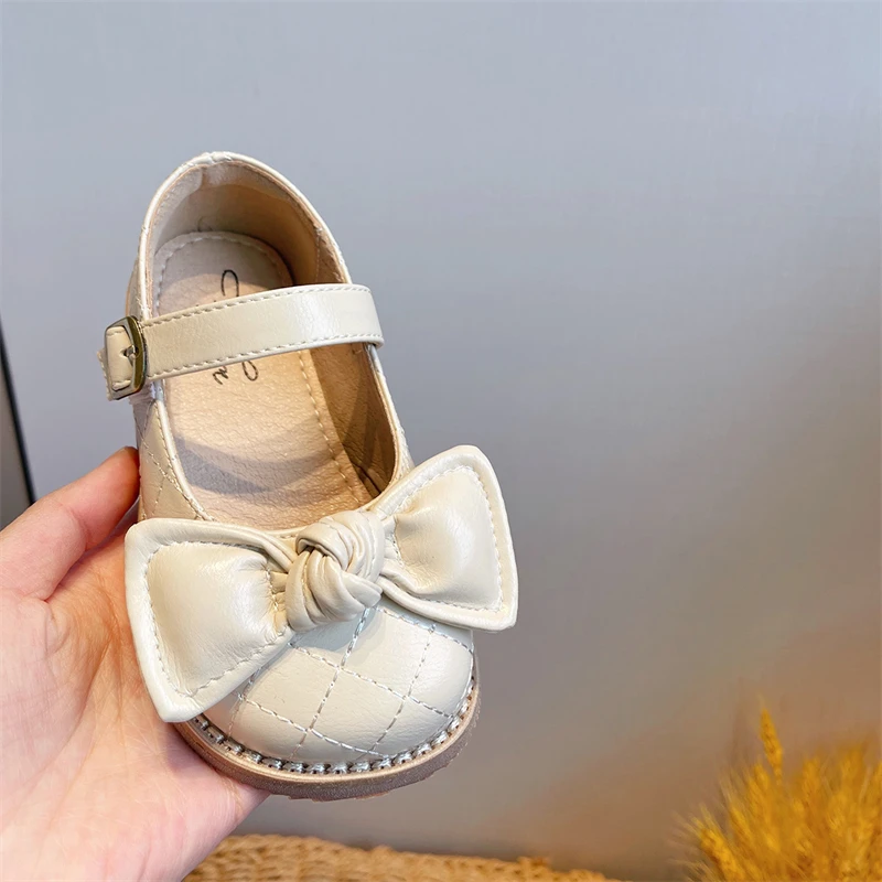 

New Spring Children Shoes Girls Leather Shoes Fashion Bow Kids Flats Breathable Soft Bottom Toddler Baby Princess Moccasins 03A