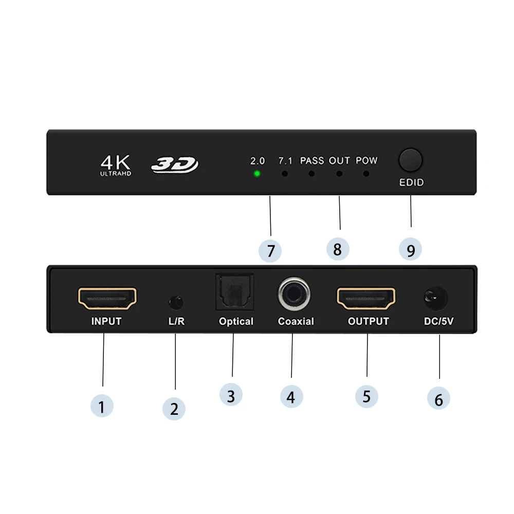 HDMI Splitter With toslik spdif 4K audio extractor to toslink converter splitter for UHD device | Электроника