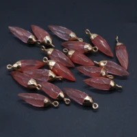 wholesale 6pcs natural watermelon red stone pepper gilded pendant for jewelry making diy necklace earring accessories gift decor