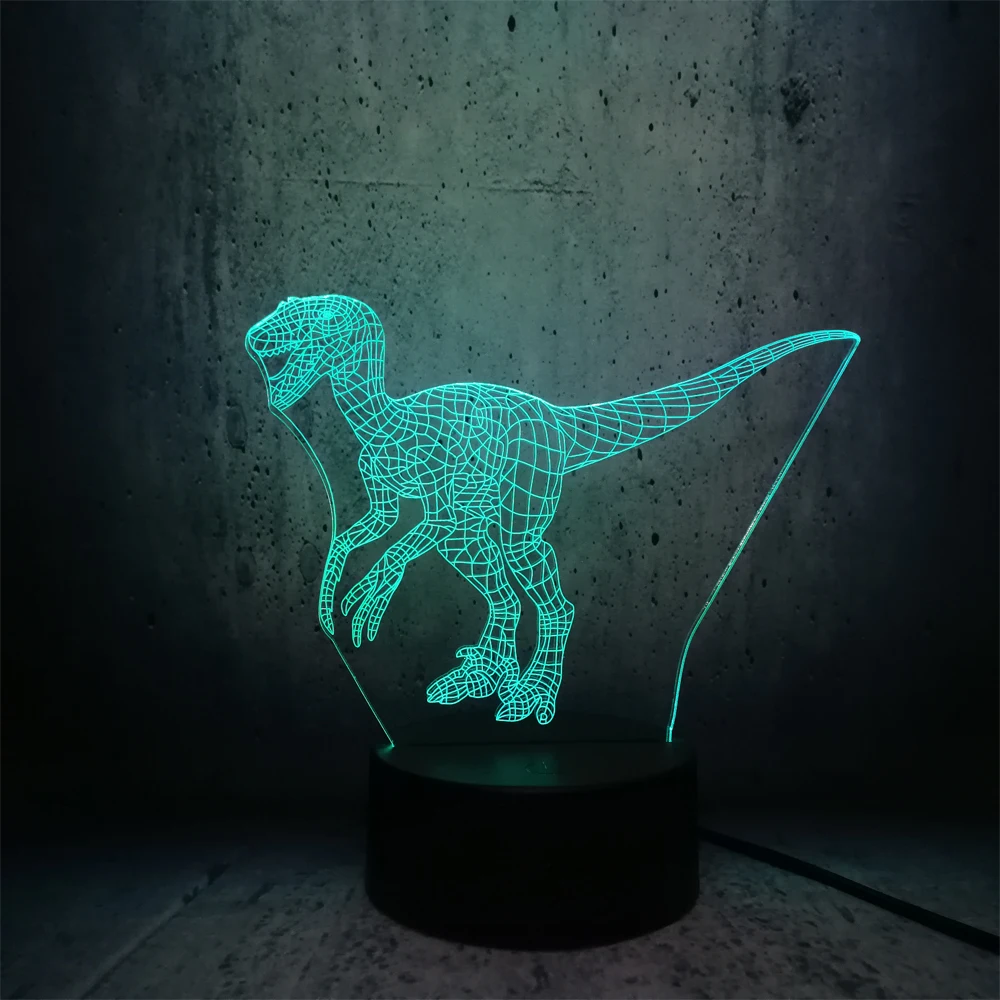 Динозавра в натуральную величину Велоцираптор хвост вверх 3D светодиодный