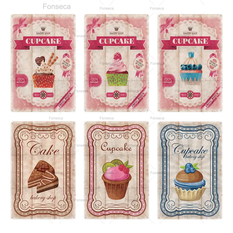 Жестяная вывеска для торта винтажный Металлический Настенный декор ретро-плакат