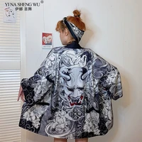 japanese style demon print cardigan kimono harajuku anime women men cosplay yukata female streetwear traditional haori coat