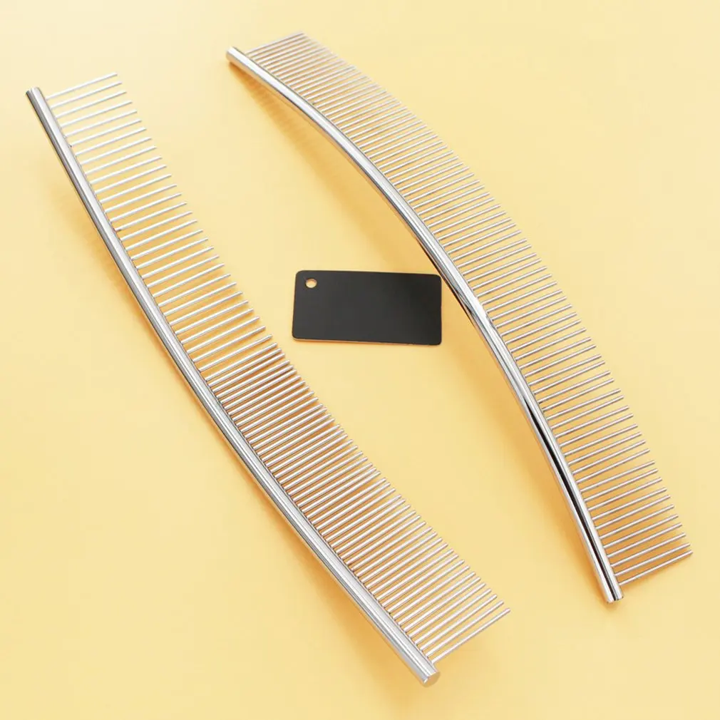 

Moon Shaped Pet Grooming Comb Stainless Steel Beauty Removes Fleas Curved Row Comb Dog Opening Durable Comb