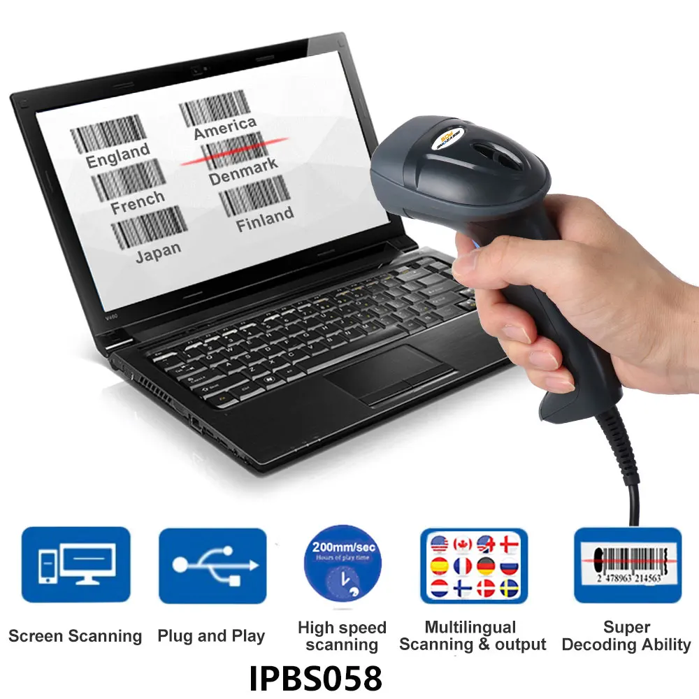 ISSYZONEPOS 1D 2D сканер штрих-кода проводной USB Считыватель Штрих-Кода Windows/Mac/Linux супермаркет/книжный магазин/логистический сканер кода