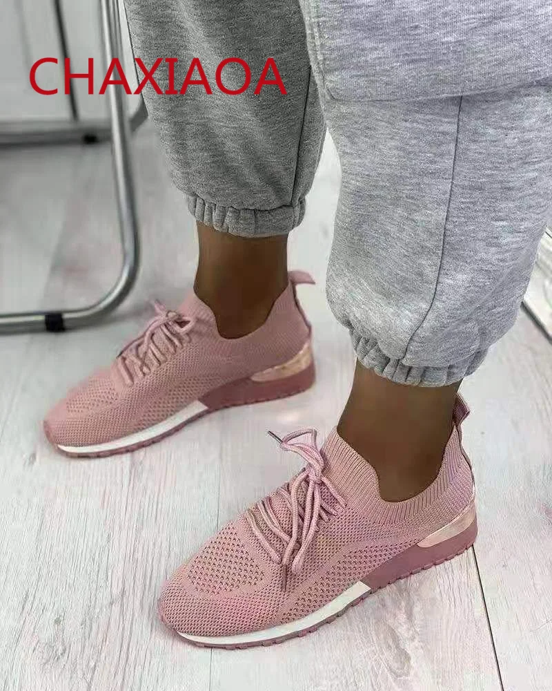 

CHAXIAOA Mesh Breathable Women Sneakers Round Toe Lace Up Spring Summer Outdoor Running Sports Shoes Woman Tennis Vulcanize Shoe